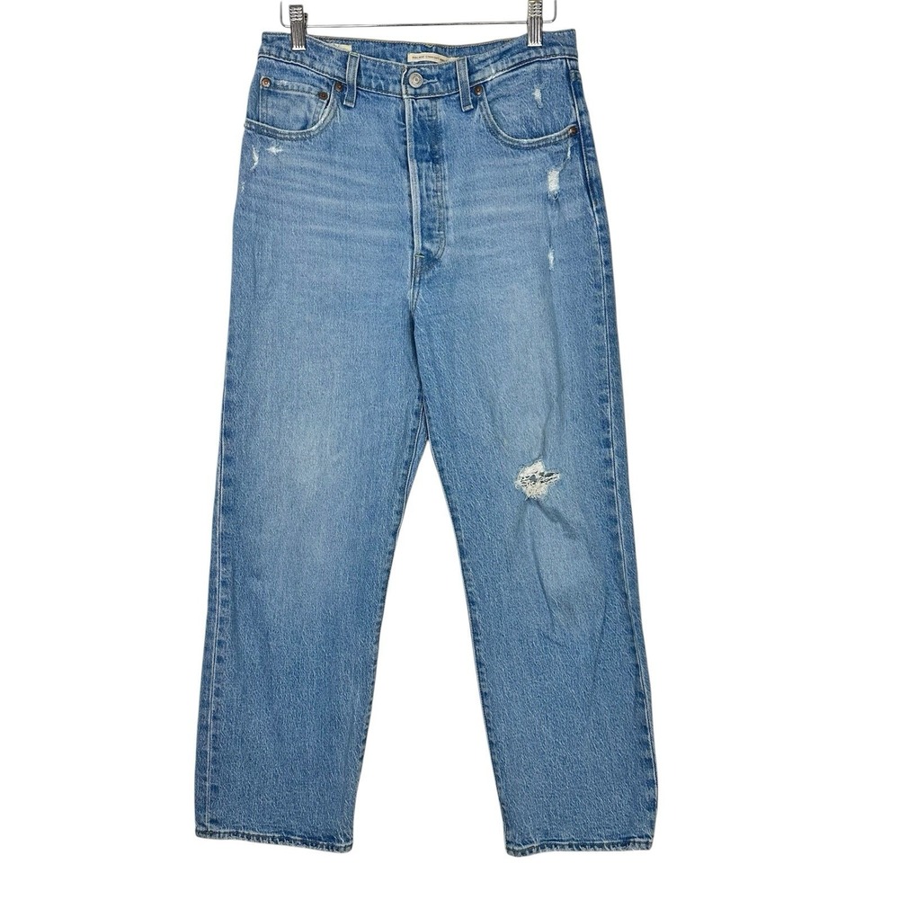Levi's Premium Ribcage Straight Ankle Jeans Womens Size 29 High Rise Distressed